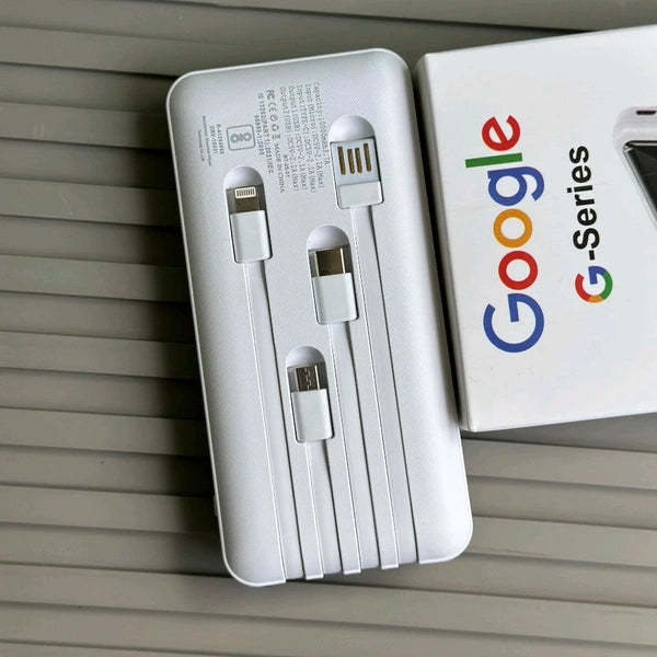 10000mAh Powerbank With 4 Build In Cables | Lithium Polymer Power Bank | Plastic Casing, Lightweight | Extra Ports | For Mobile, Earbuds, Smartwatch, Speaker, Tablet