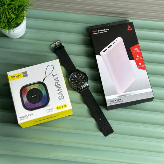 Hitage Bluetooth Speaker, Portable Power Bank And Analog Quartz Watch