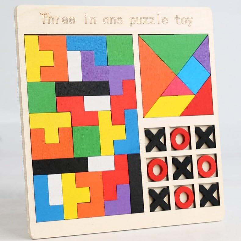 wooden 3 in 1 puzzle for kids